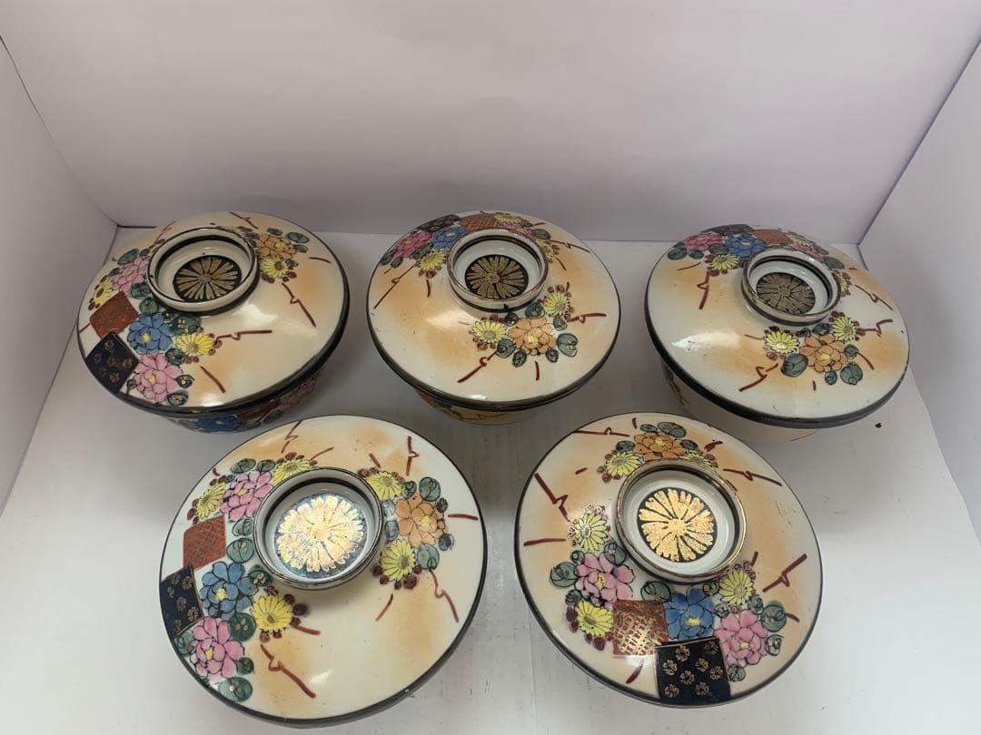 九谷焼　蓋物碗　五客　送料込み