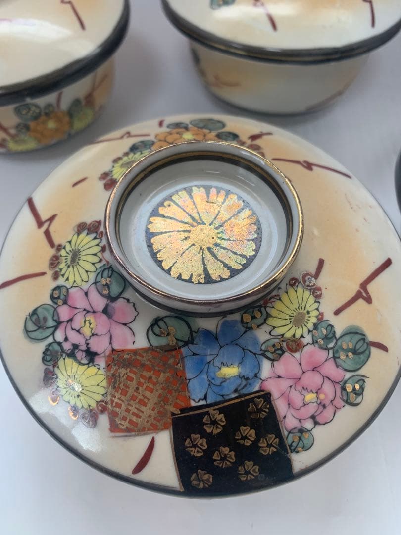 九谷焼　蓋物碗　五客　送料込み