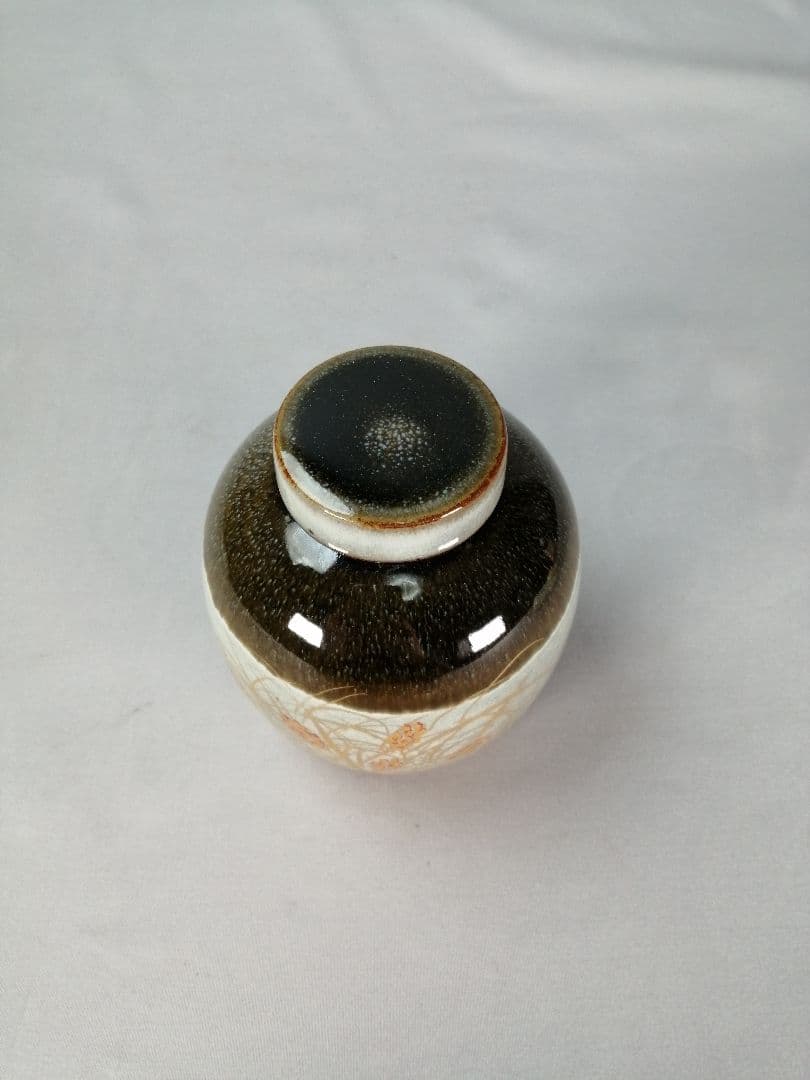 【茶事具】小峠葛芳造　吉兆草之絵　丹山窯　振り出し　菓子器202