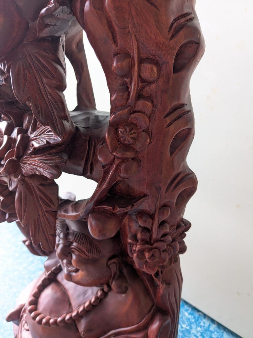 布袋尊 花梨 置物 木彫り 七福神