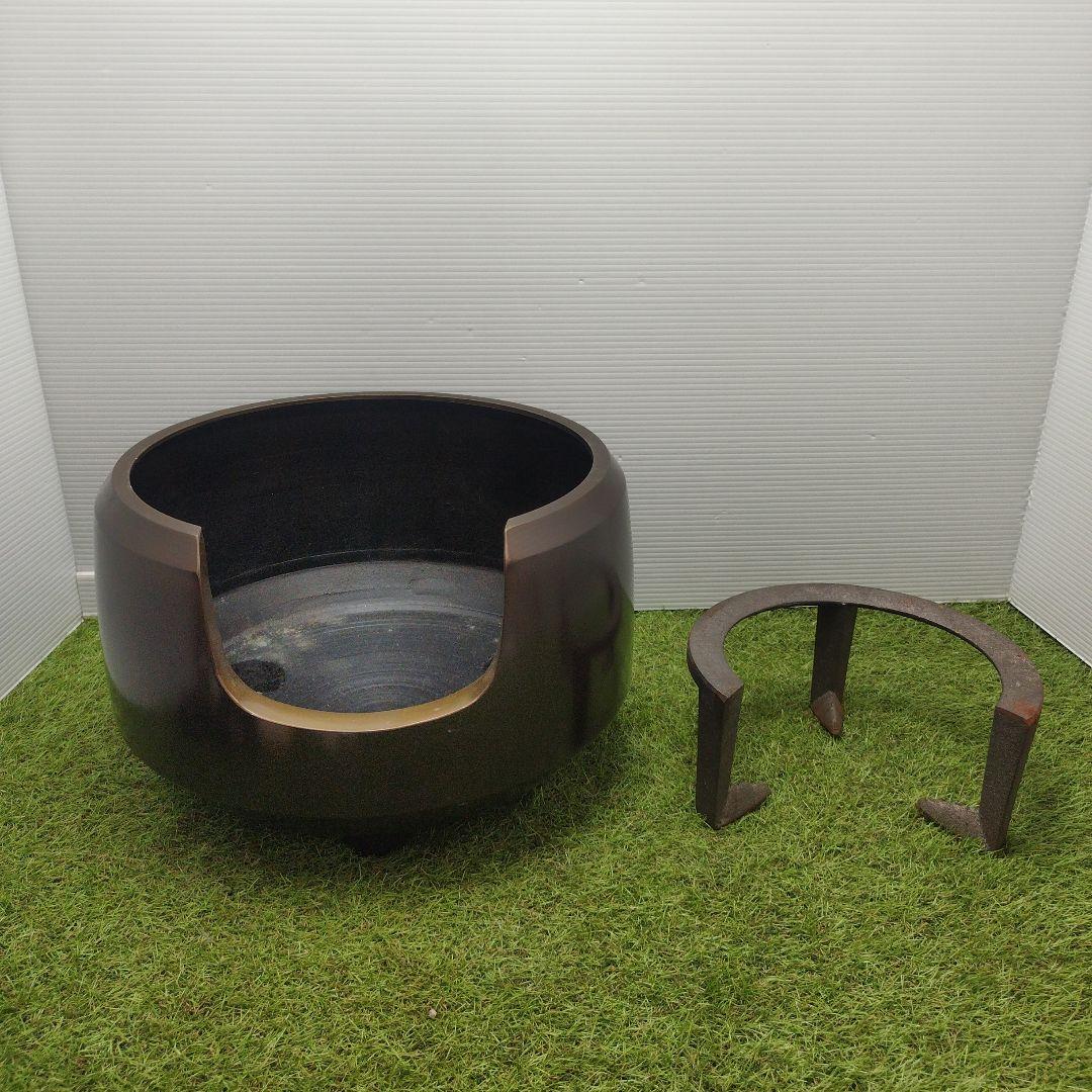 茶道具 風炉 風炉釜 唐銅製 三つ足 火鉢 工芸品 風呂釜 昇雲