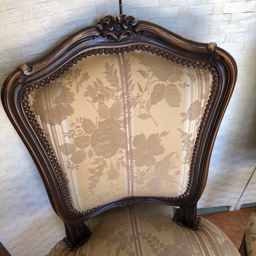 あ2 domani カリモク 椅子 ルイ15世 猫脚 アンティーク 2脚