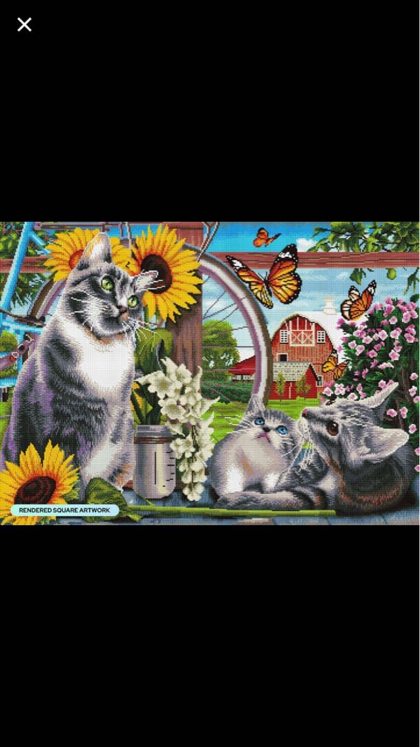 ダイヤモンドペインティングキット 猫と花の風景 90㎝×65cm DAC