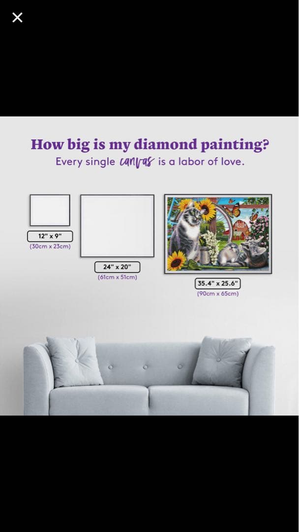 ダイヤモンドペインティングキット 猫と花の風景 90㎝×65cm DAC