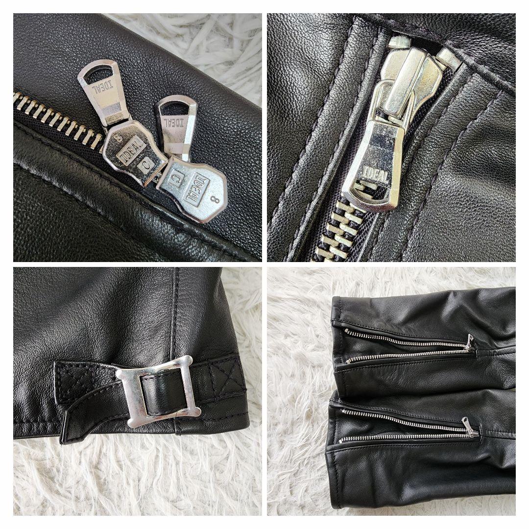 【美品/48】マージン シングル ライダース シープスキン ブラック系