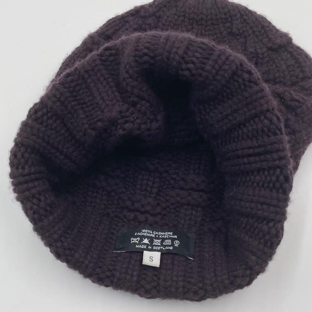 極美品　エルメス　ニット帽　ビーニー　カシミヤ100% H柄　ボルドー　S