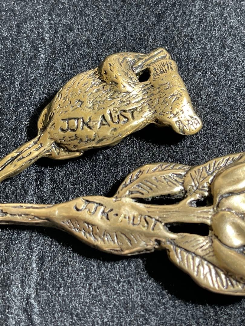 ヴィンテージ JJK オーストラリア装飾真鍮ティースプーン2とスクープスプーン2