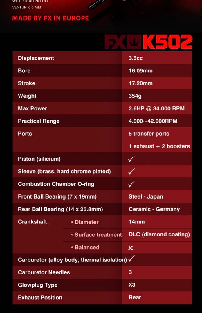 FX Engines K502 ラジコンエンジン