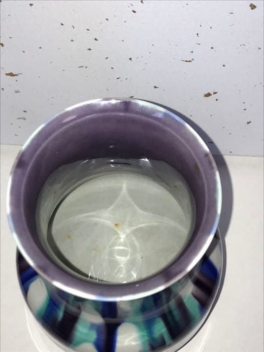 人間国宝 三代 徳田 八十吉 (正彦) 彩釉 花器 共箱 栞　本物保証　T46