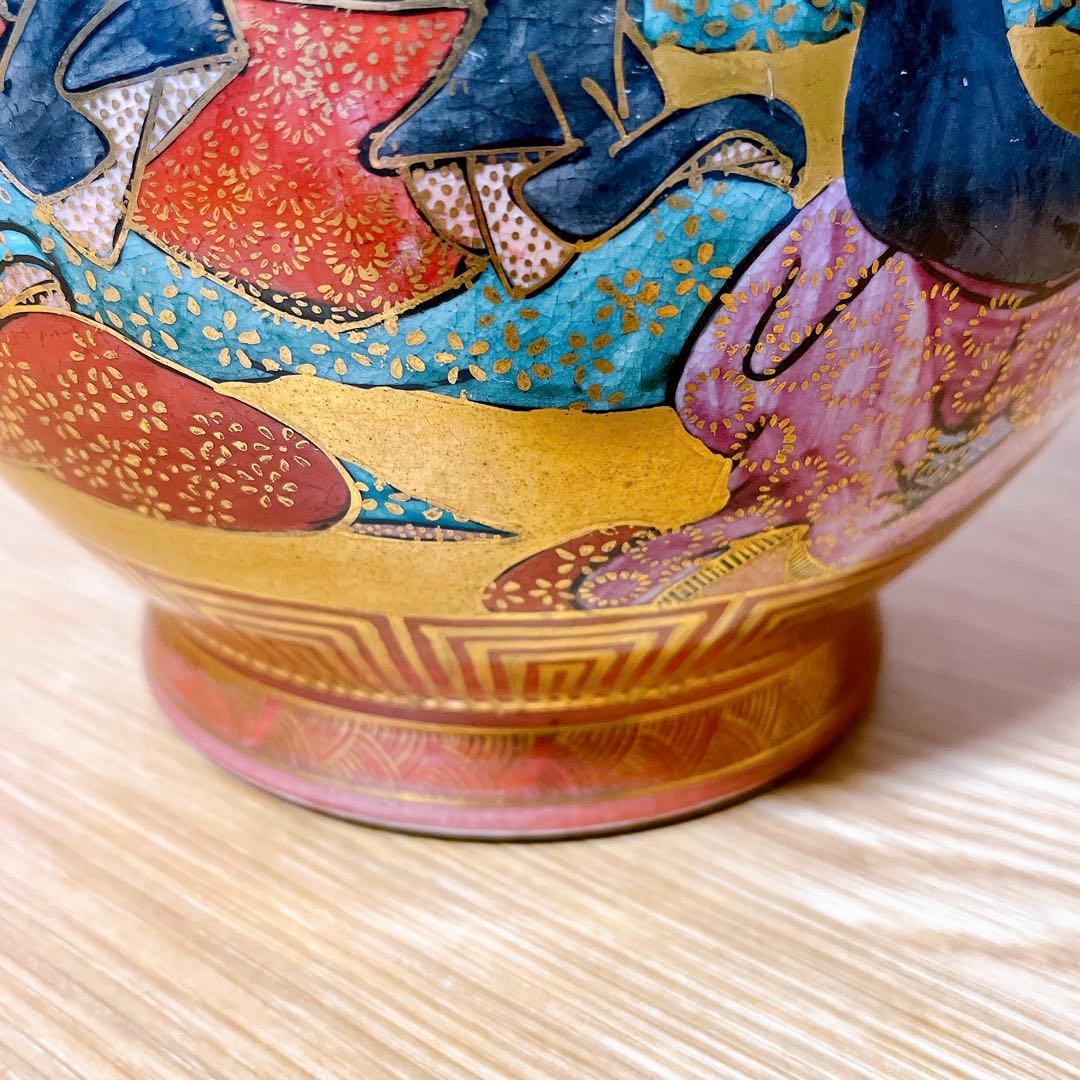 九谷焼 九谷松鶴作 金襴手三十六歌仙図 　花瓶 壺