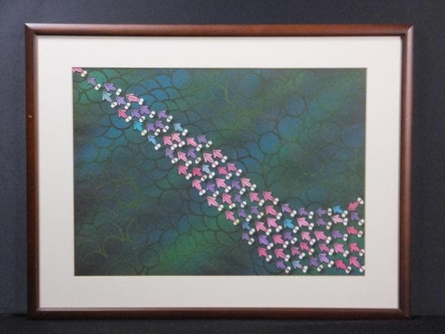 無署名　切絵　貼り絵『波昇蛍烏賊』切絵　貼り絵 0109E