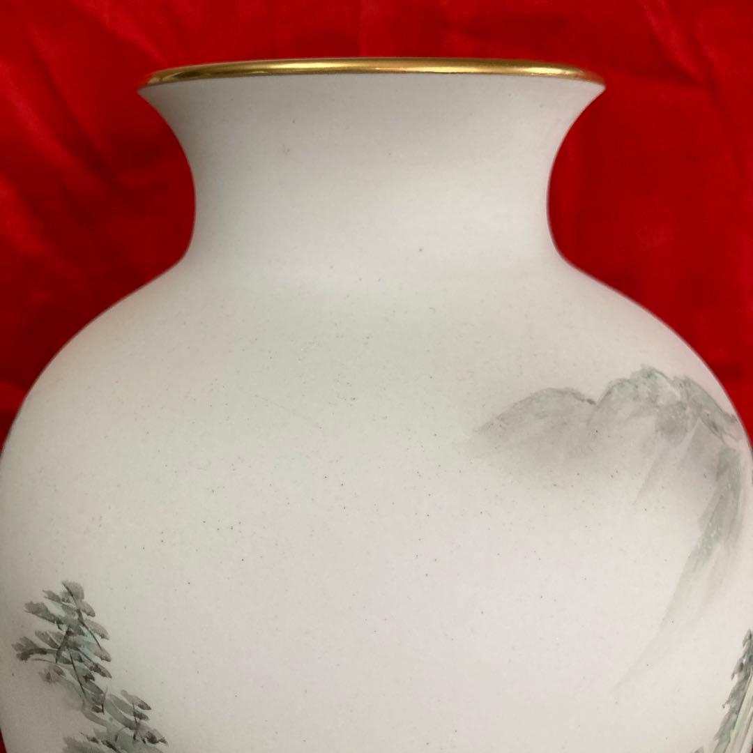 深川製磁　壺　山水図　オールド深川　画/金武自然