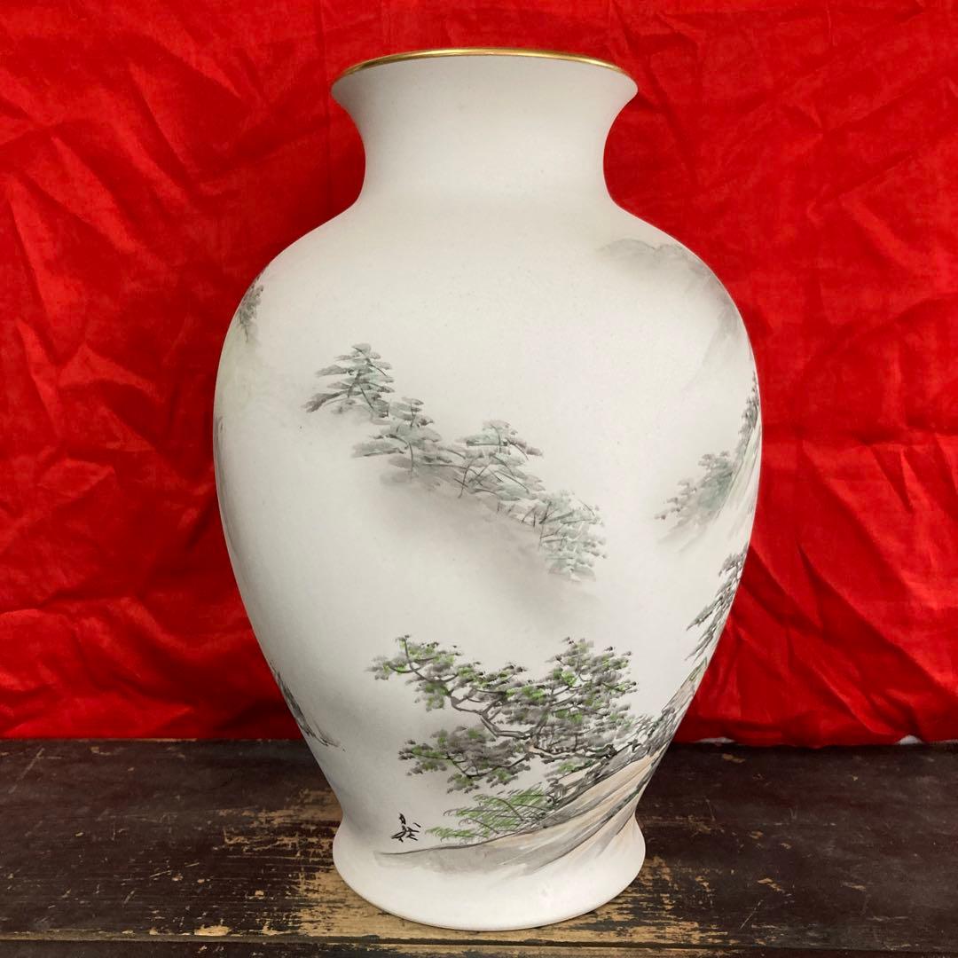 深川製磁　壺　山水図　オールド深川　画/金武自然