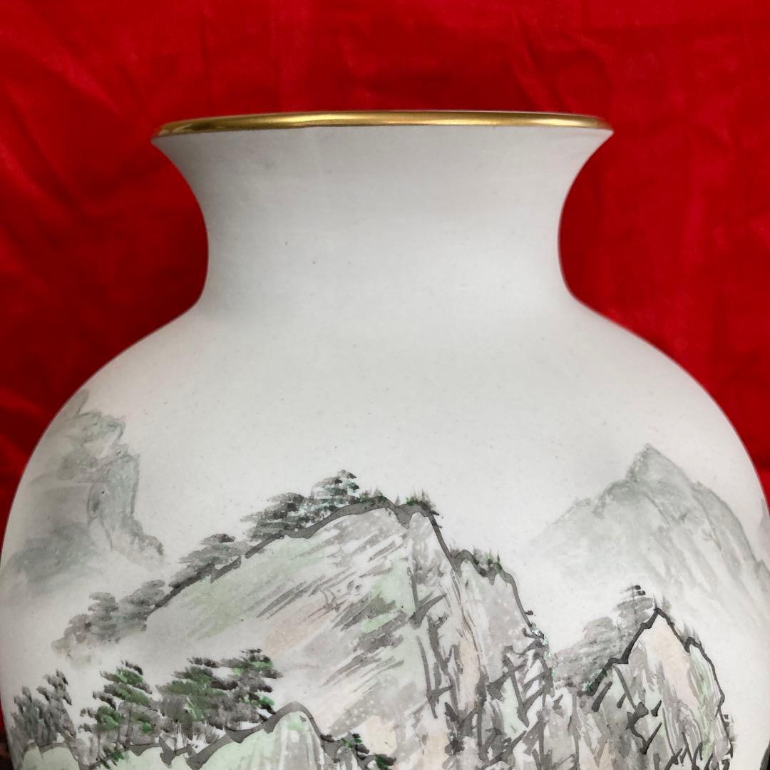 深川製磁　壺　山水図　オールド深川　画/金武自然