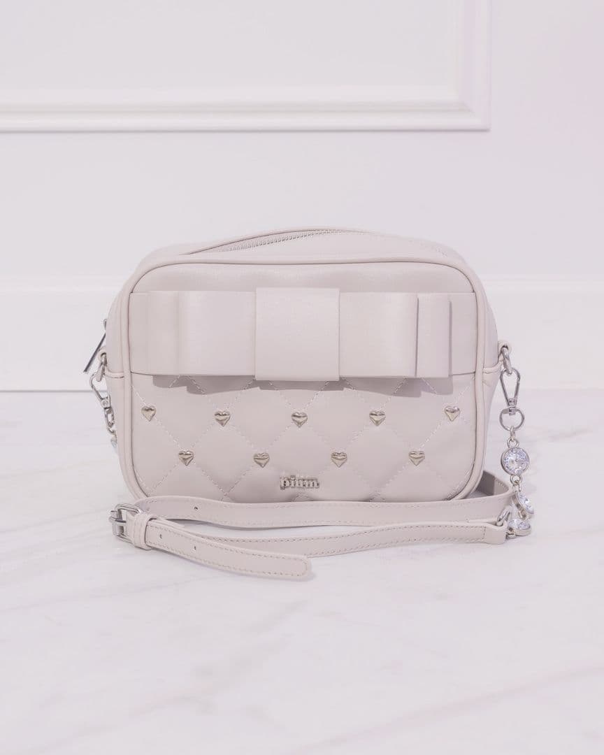 ハートキルティングリボンポシェット ピンク pium