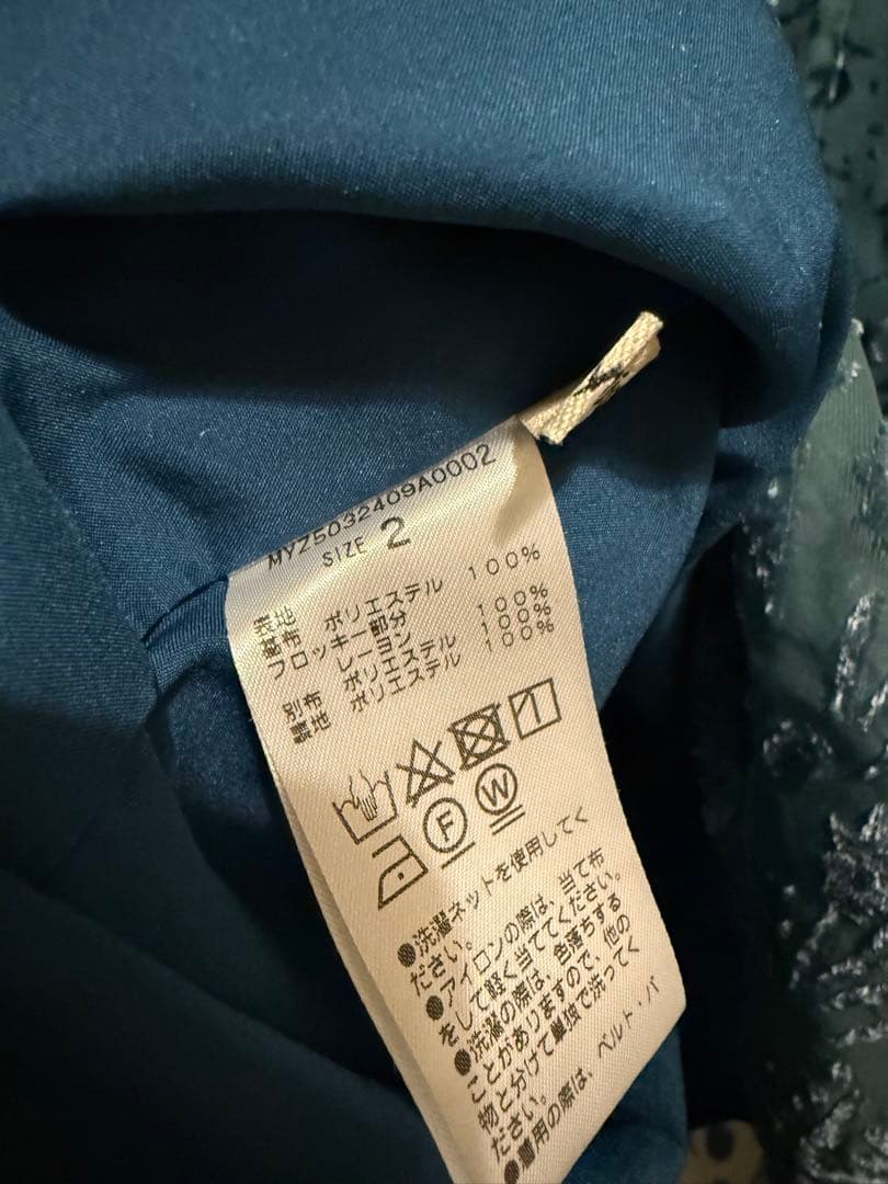 mystic ミスティック 森川企画 花柄ベロアワンピース ブルー サイズ2