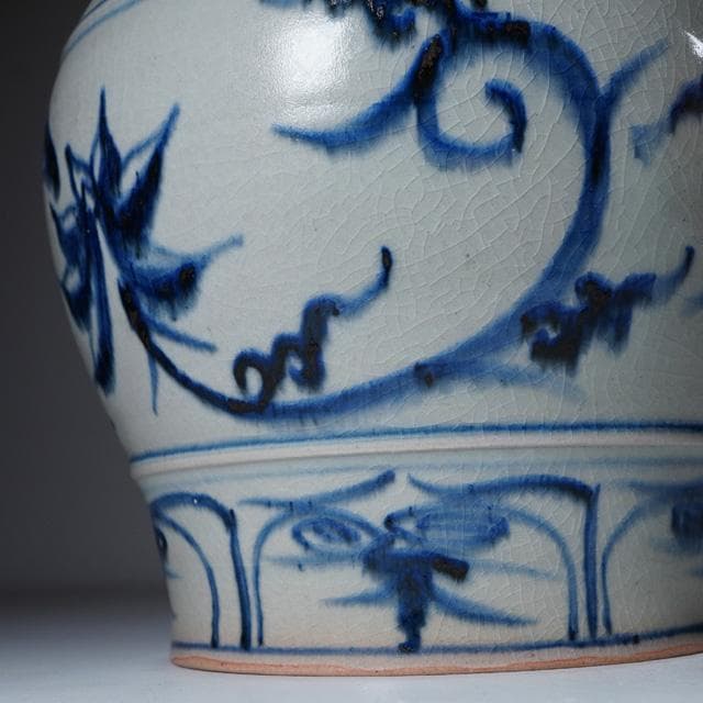 太仙窯　安南水指　共箱　塗蓋　茶道具　唐草絵　ベトナム