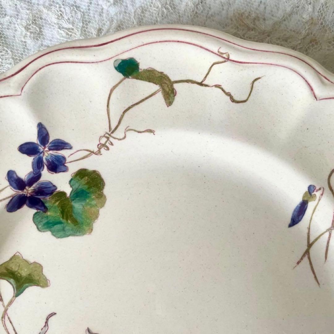 【レア】すずらんとスミレのプレート皿　ロンシャン　鈴蘭すみれフランスアンティーク