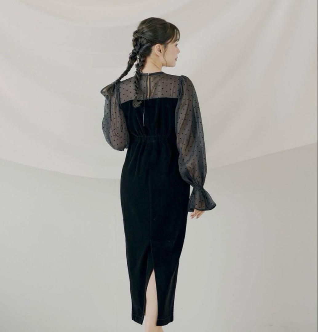 chico オケージョンドレス　リボン　ベロア