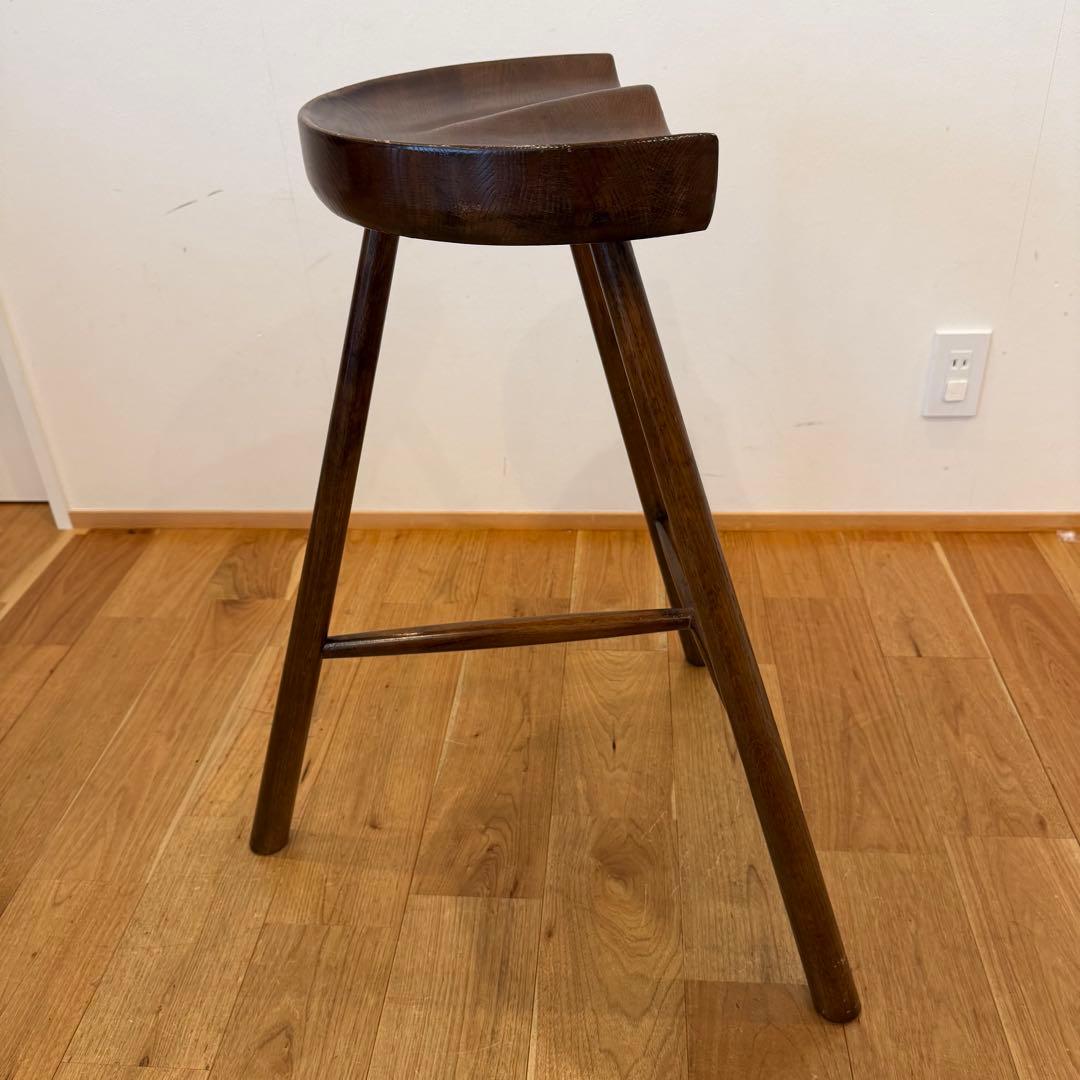 ハイスツール カウンターチェア 木製スツール ダークブラウン 英国 オーク