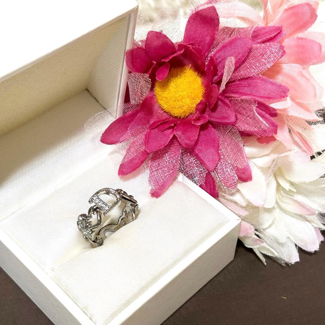 【良品】Christian Dior ディオール ラインストーン リング 指輪