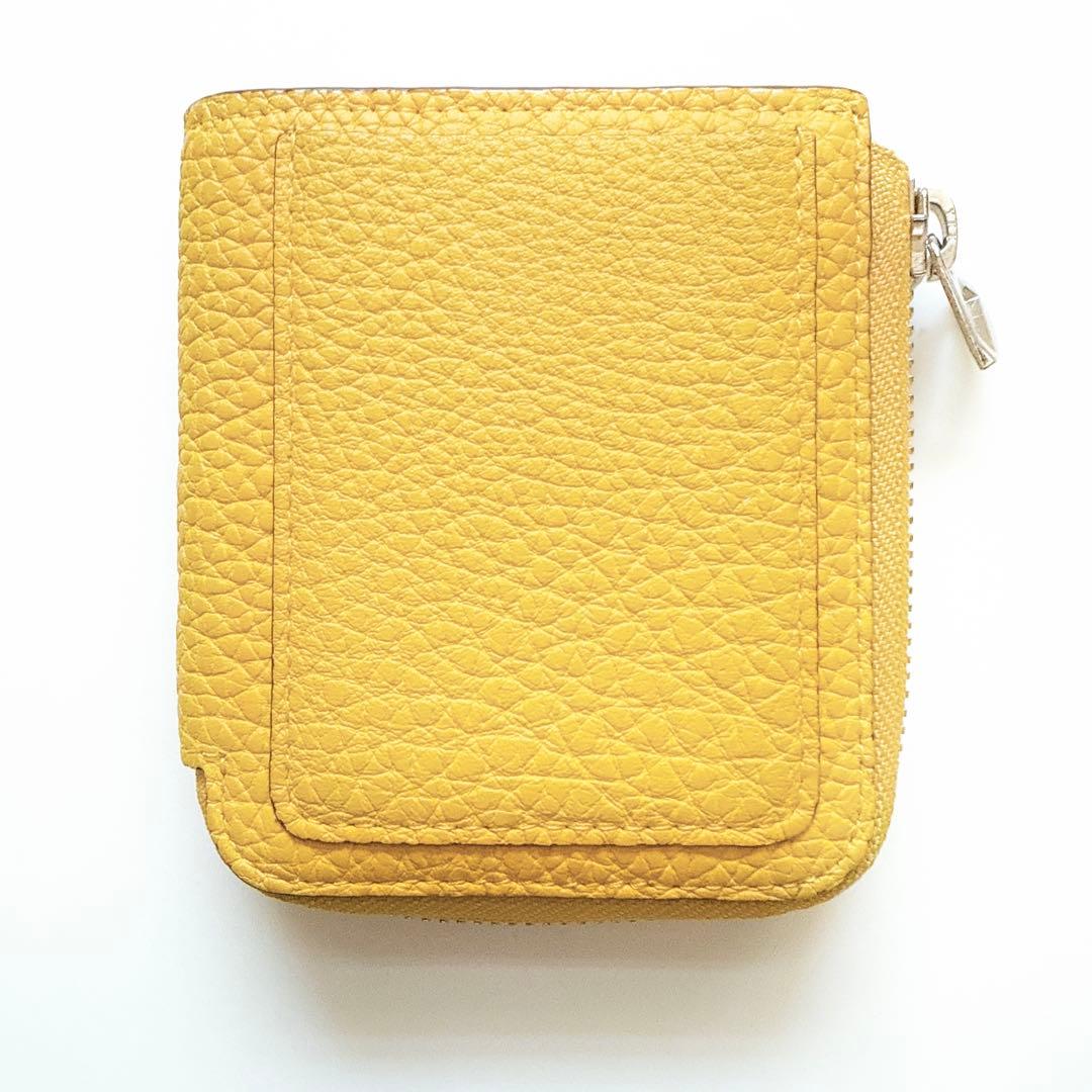 【美品】ITTI イッチ　コンパクトウォレット　二つ折り財布　レザー　イエロー