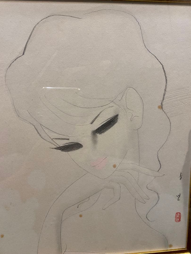 東郷青児　婦人像　真作