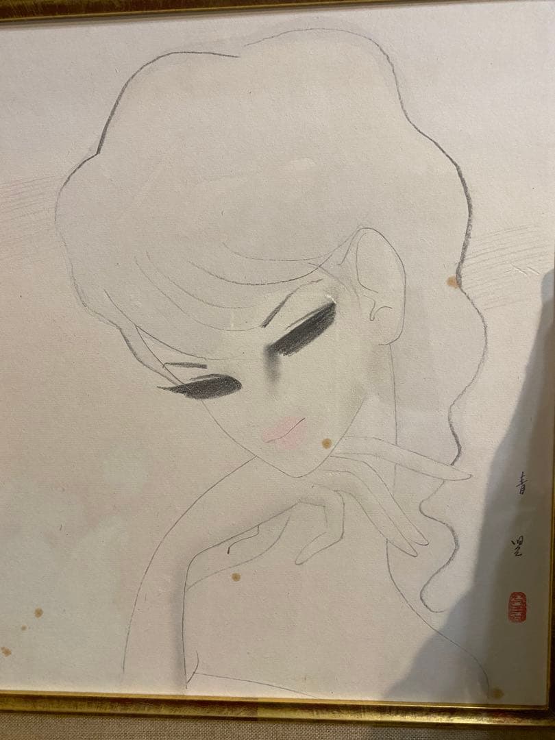 東郷青児　婦人像　真作