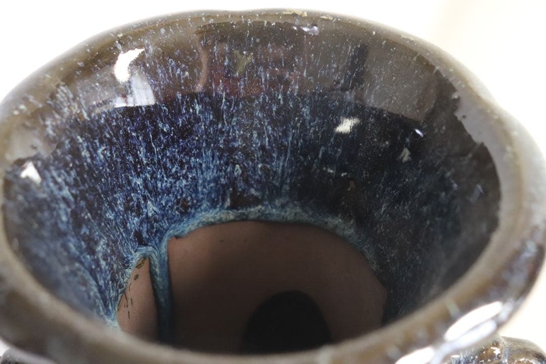 ※中国　鈞釉双耳瓶　送料込み0408