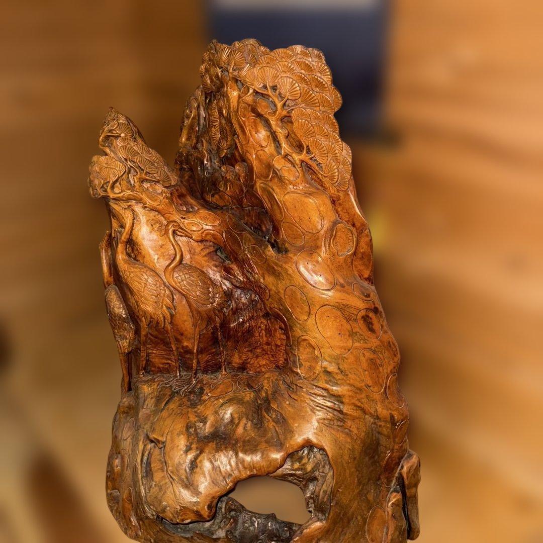 かなりレアな木製彫刻 鳥と植物のデザイン インテリア