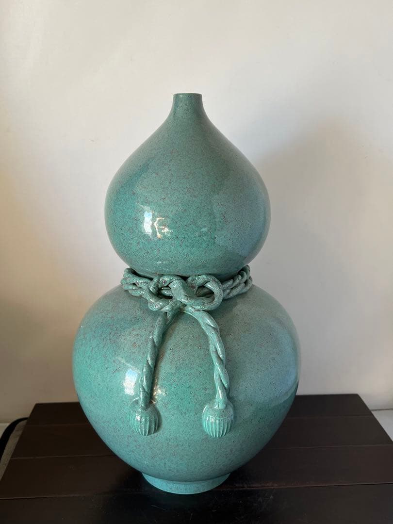 中国古美術・爐鈞釉瓢箪花瓶•【大清乾隆年製】在銘•文房具•清時代 W--32