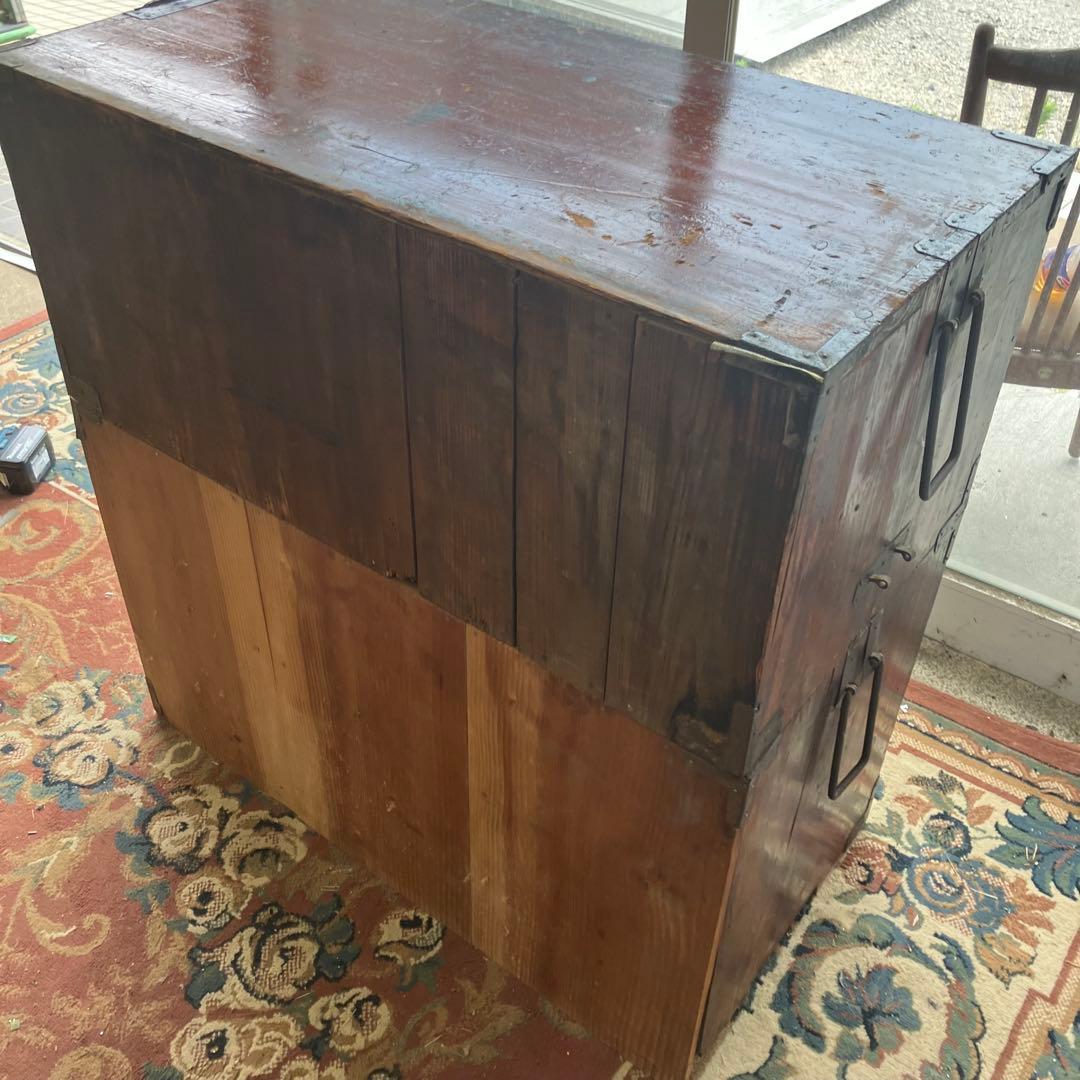 昭和レトロ 古家具 仙台箪笥 4段 引き出し箪笥 古家具 ビンテージ 団扇柄