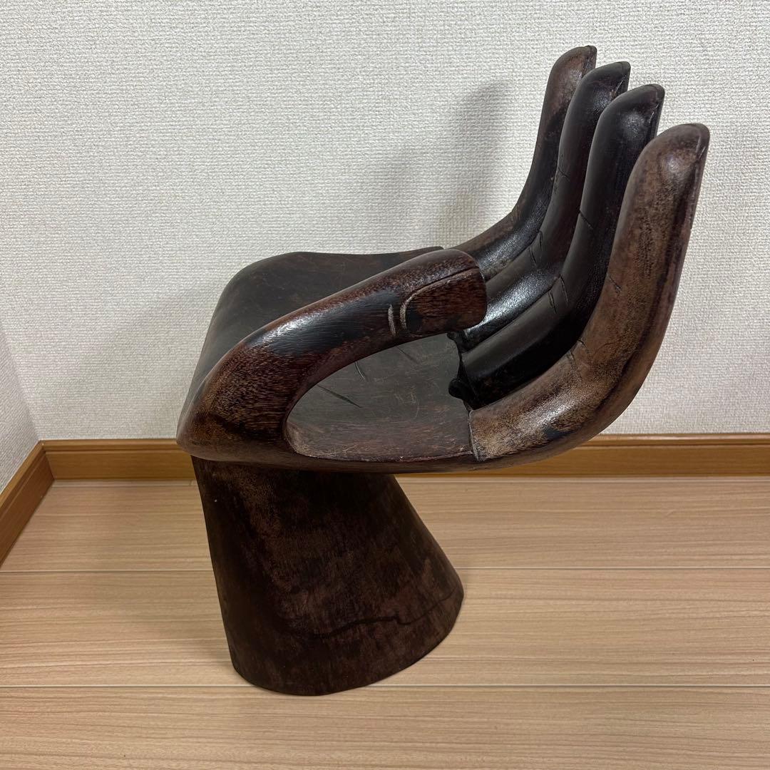 仏手 スツール 椅子 アジアン家具 掌 手の形 木製 手形 オブジェ アジアン