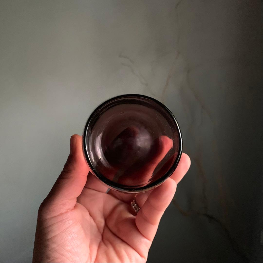 紫ガラス 塩笥形 大盃 ぐい呑み 酒器 大正〜昭和 古道具 アンティーク