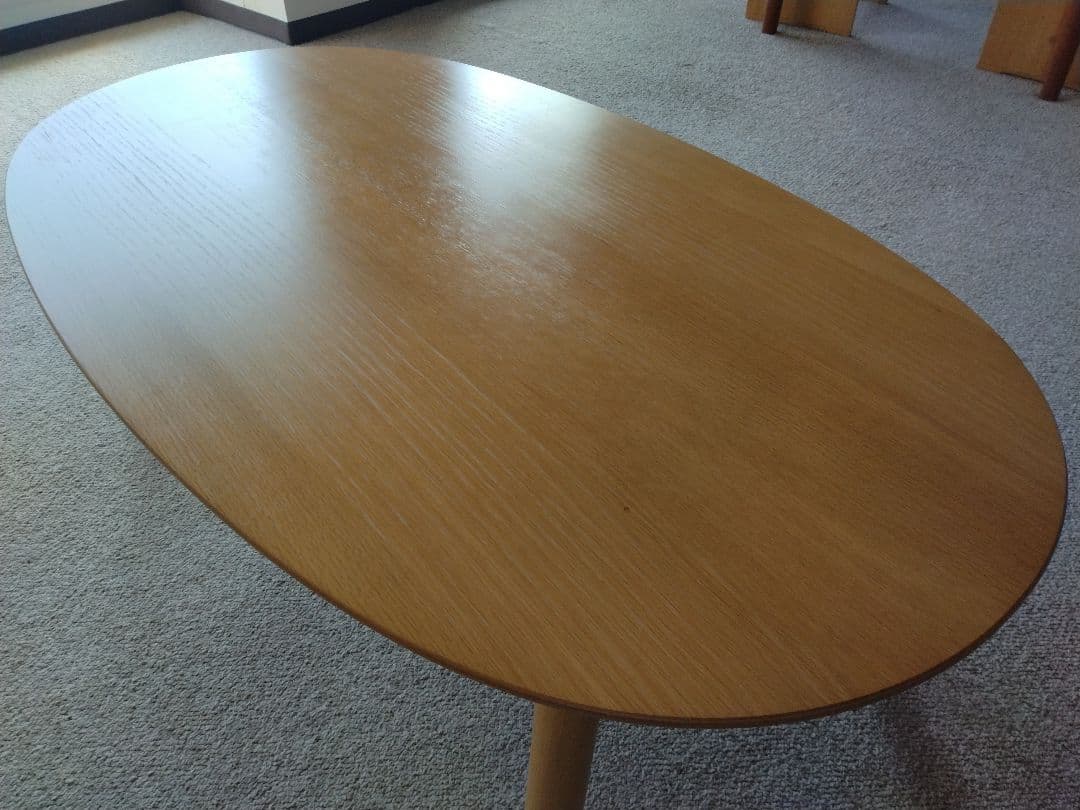 【訳あり21年製】MUJI無印 オーク材楕円こたつ小/ローテーブル机座卓センター