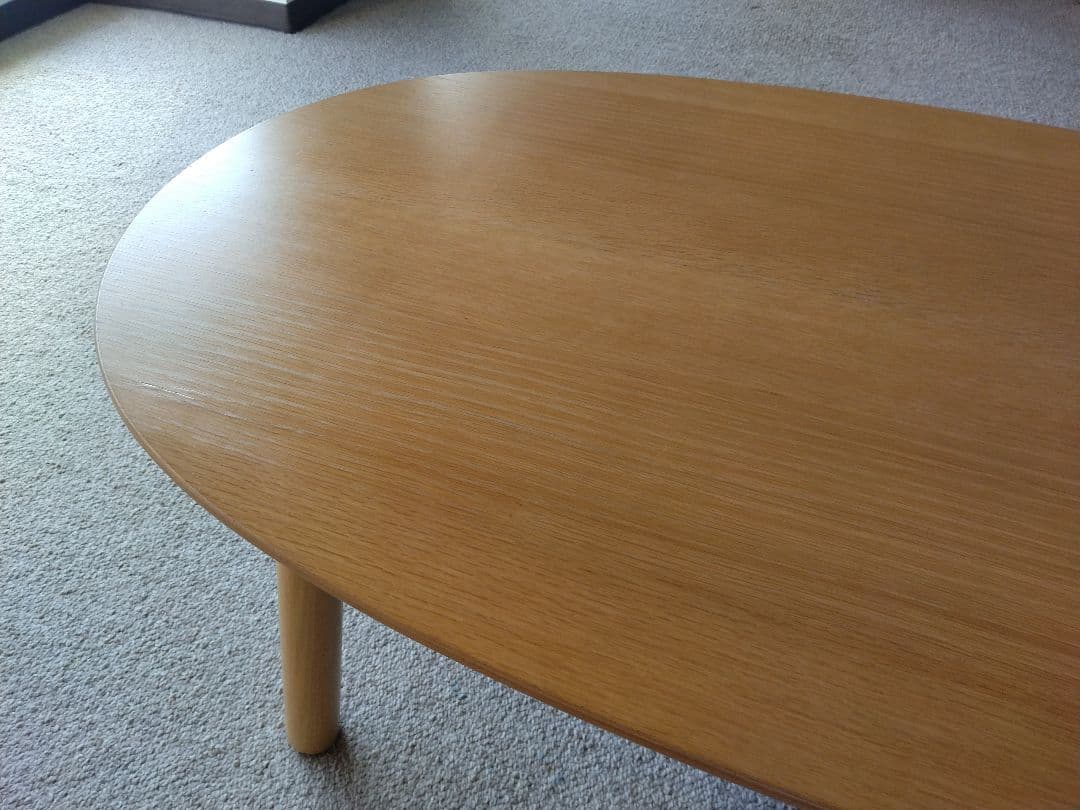 【訳あり21年製】MUJI無印 オーク材楕円こたつ小/ローテーブル机座卓センター