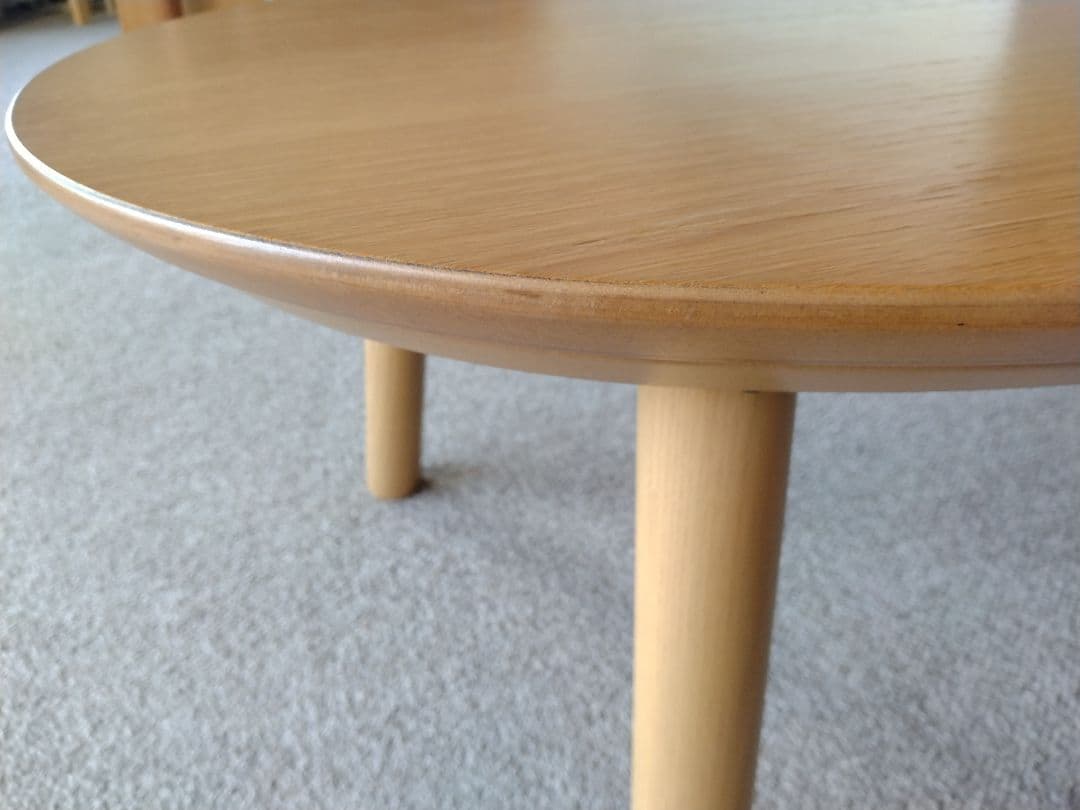 【訳あり21年製】MUJI無印 オーク材楕円こたつ小/ローテーブル机座卓センター