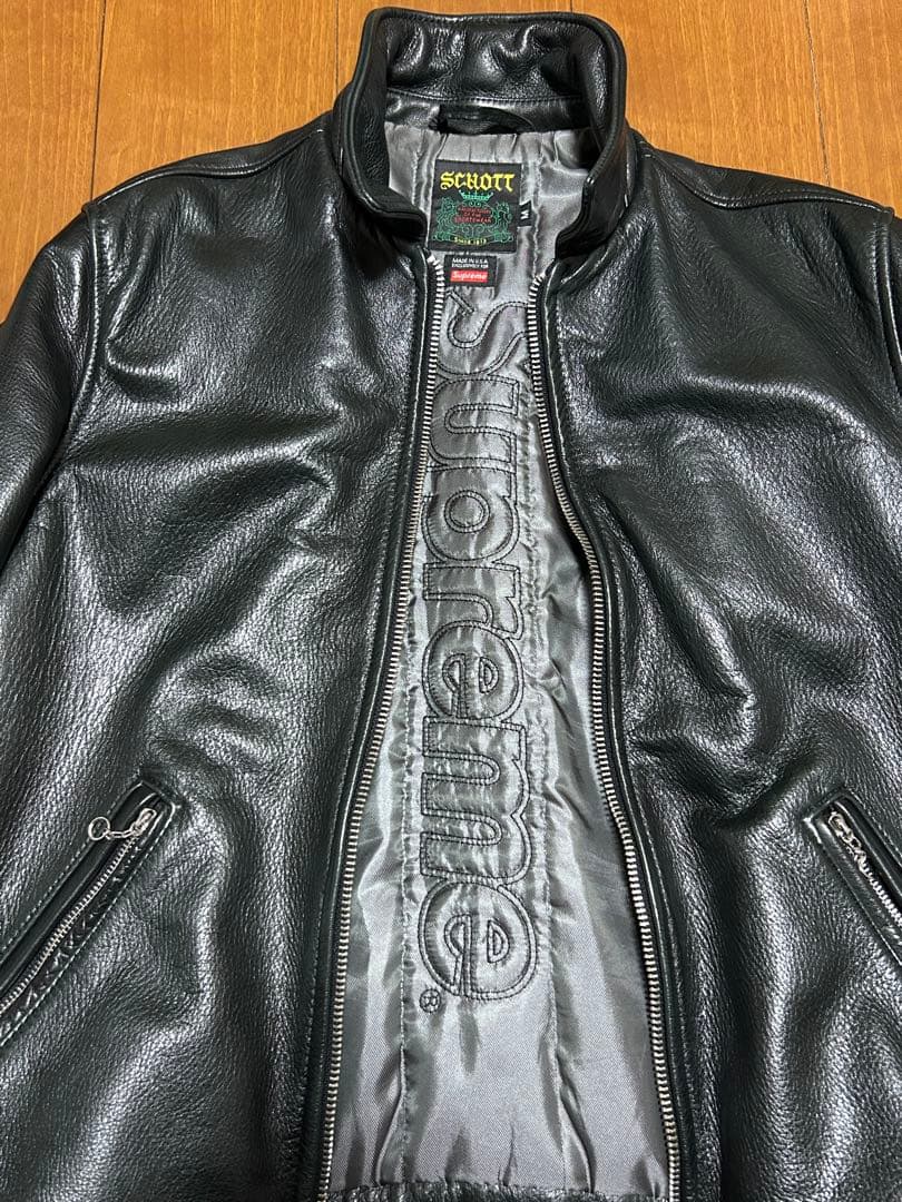 極美品 Supreme Schott leather jacket 黒 M