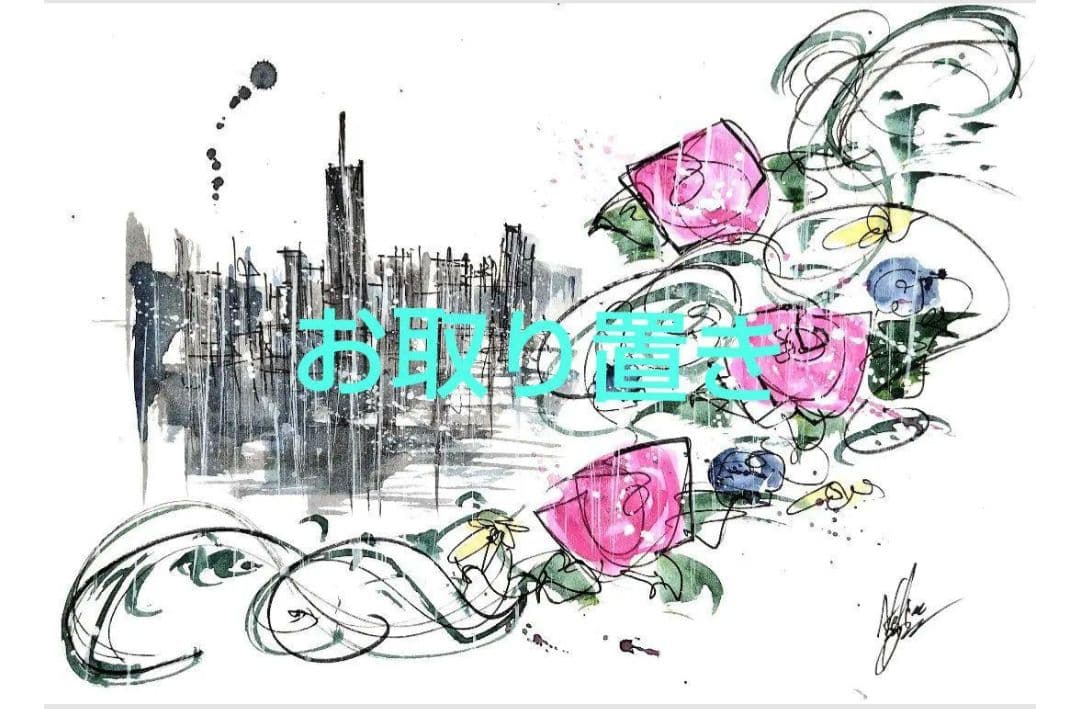 原画#3351　ラスベガス　水彩画　ドローイング　スケッチ　アート　絵画　風景画