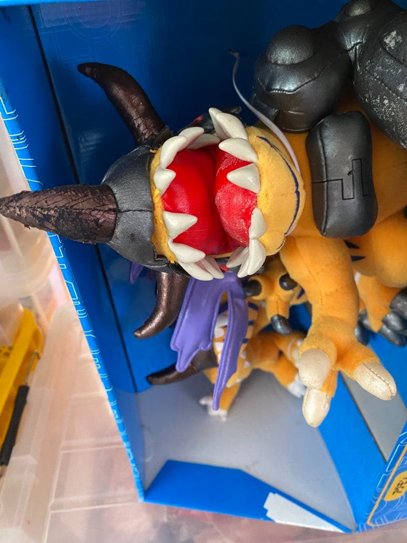 B品／絶版99未使用★デジモンアドベンチャーぬいモンDXアグモン進化セット