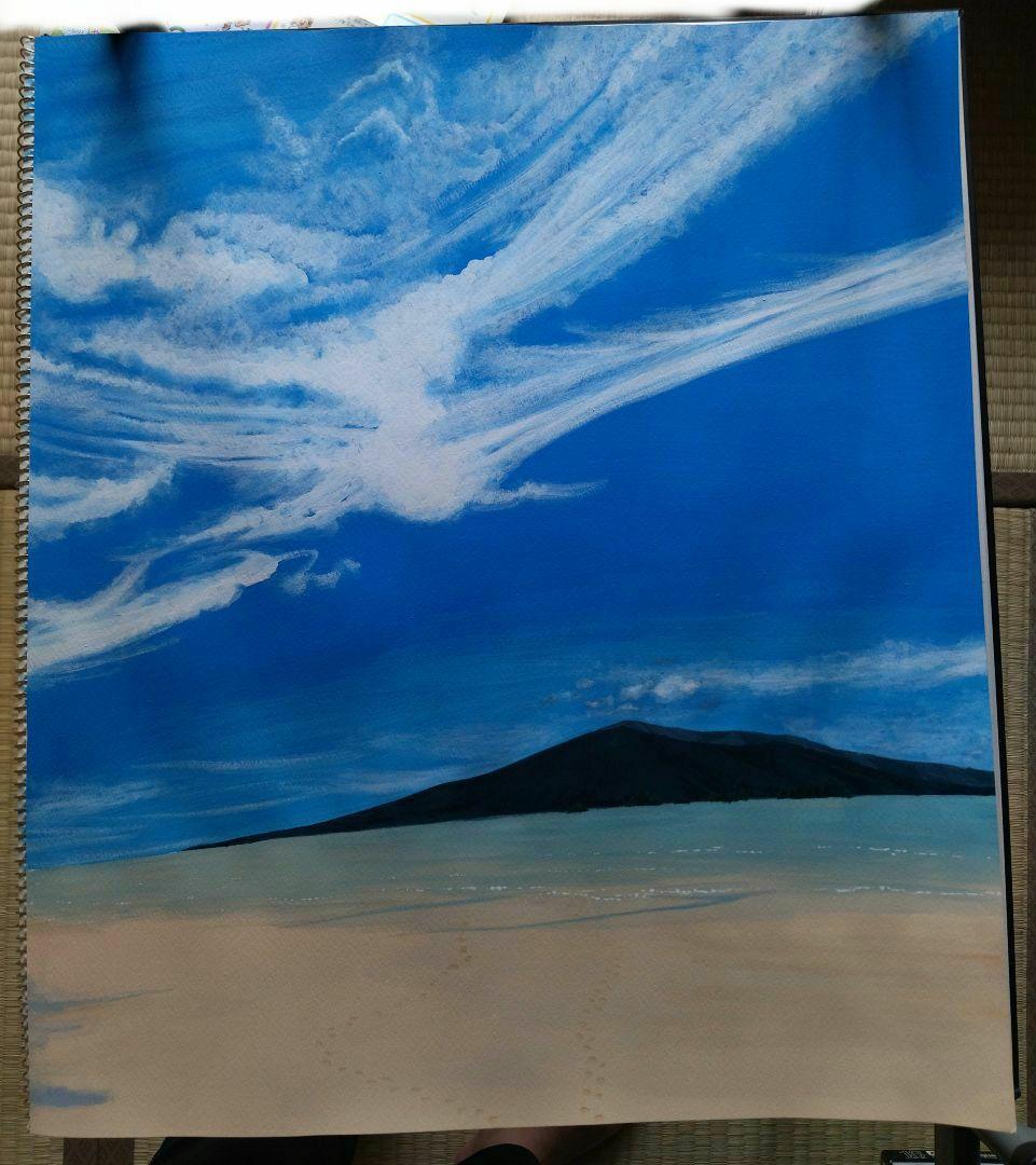 空と海　ガッシュ画