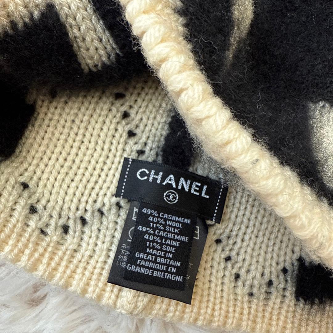 CHANEL ロゴニット帽 カシミヤ混合