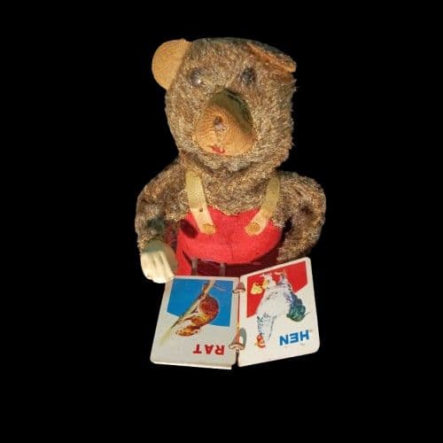 昭和 の ブリキ玩具 「リーディングベア」絵本を読むクマ ゼンマイ動力