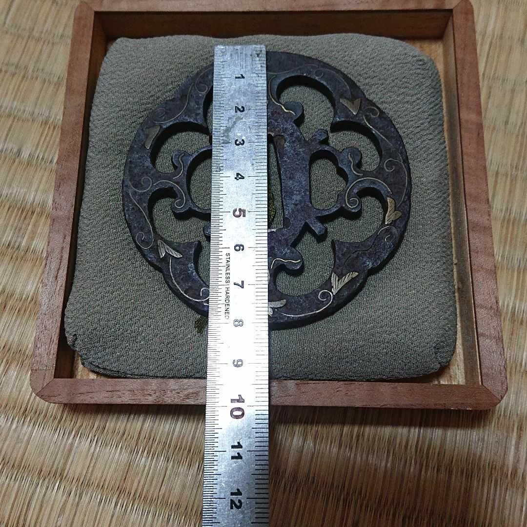 【保存刀装具】平安城蕨手透唐草象嵌鐔