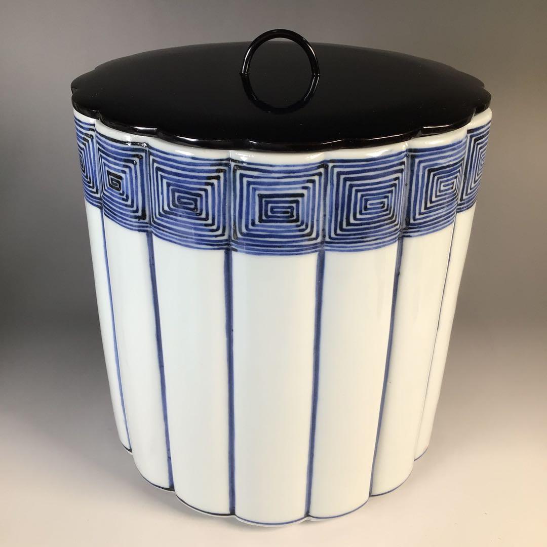 Ｍ２９６　皆具　『平安春峰造』『染付』『水指　建水　蓋置　杓立』　共箱　茶道具