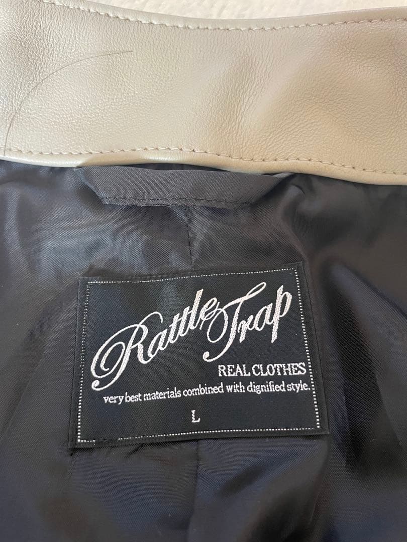 新品　ラトルトラップ　ライトベージュ シングルライダースジャケットＬ