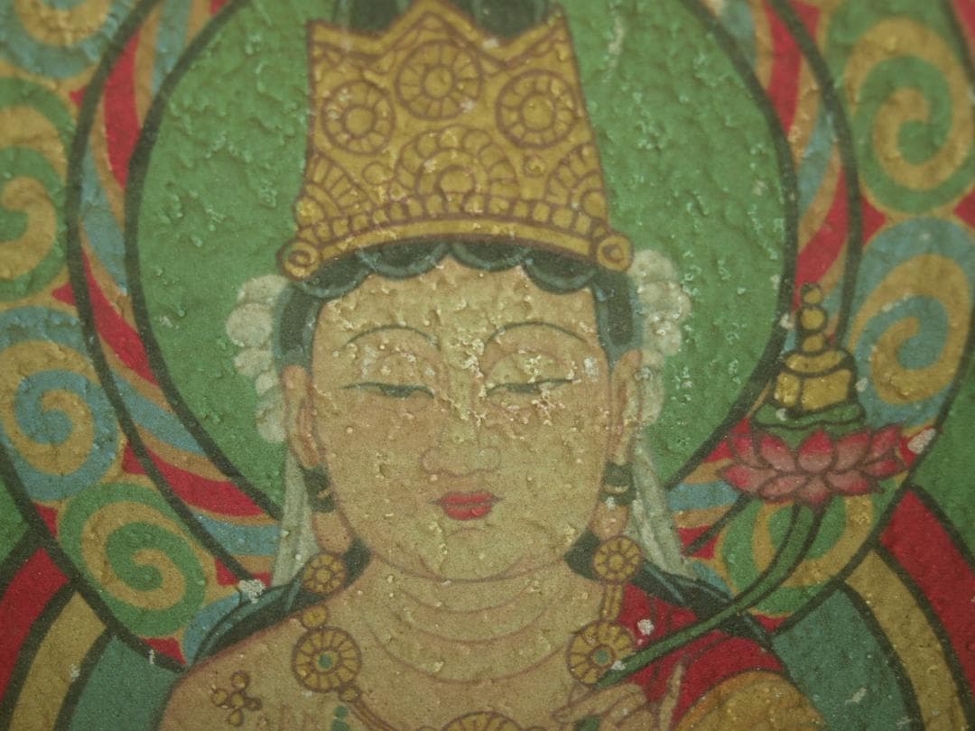 骨董市　掘り出し品中国唐時代　敦煌莫高窟壁画 彩絵 Z0985B18-5