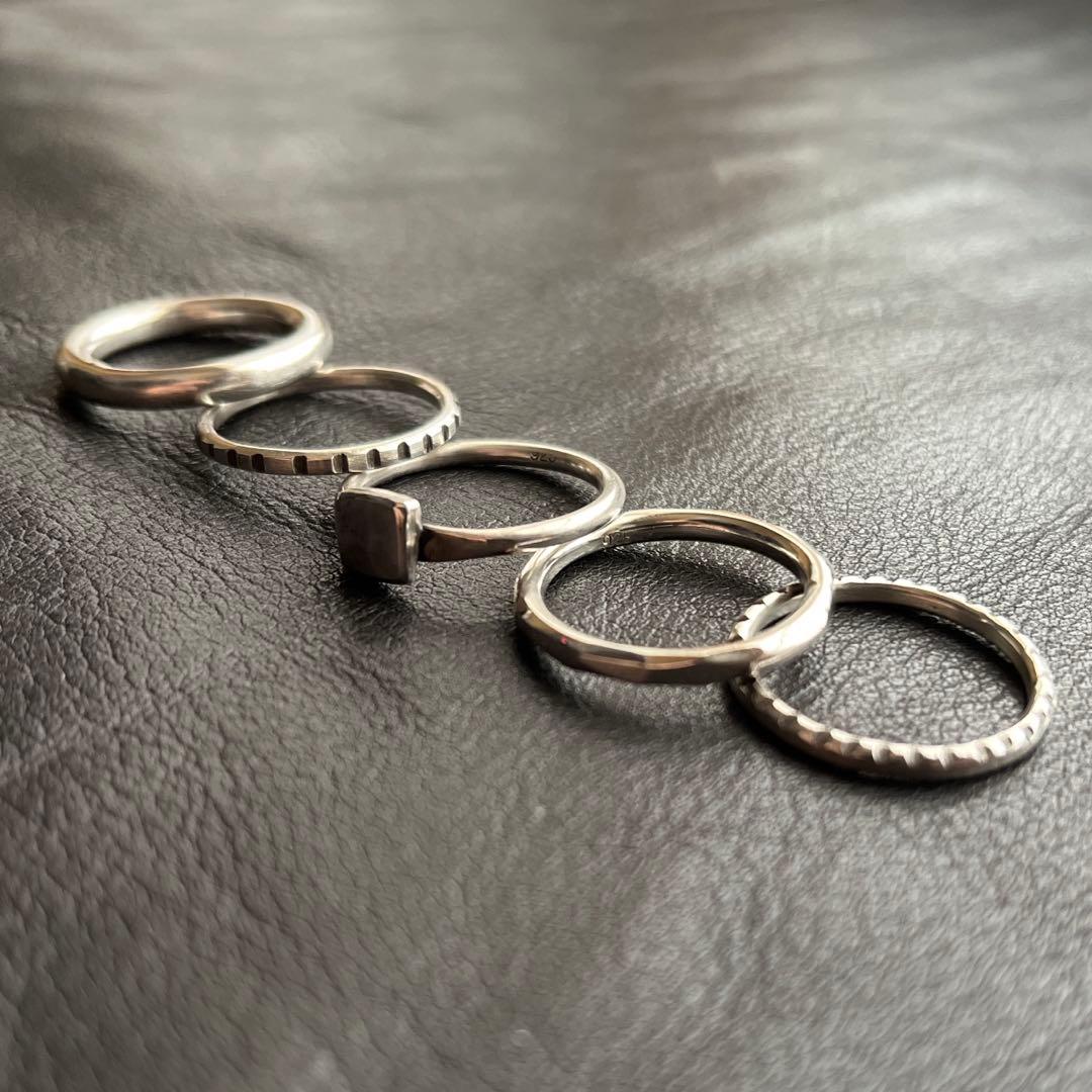 フランス　スターリング　シルバー　リング　セット　ヴィンテージ　ユーロ　ST0