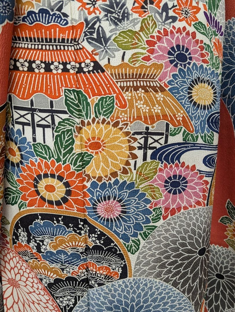 ★専用♦再お値下げしました！振袖+袋帯セット　京紅型　大輪万寿菊　丹後ちりめん