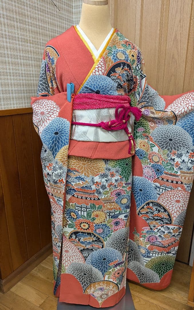 ★専用♦再お値下げしました！振袖+袋帯セット　京紅型　大輪万寿菊　丹後ちりめん